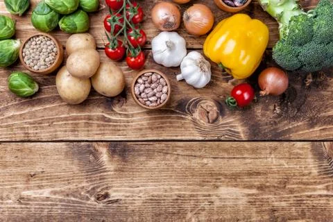 Fresh and healthy organic vegetables and food ingredients Stock Photos
