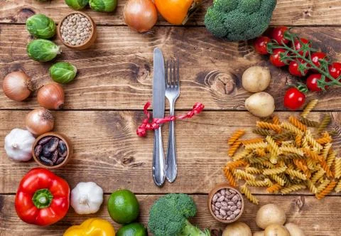 Fresh and healthy organic vegetables and food ingredients Stock Photos