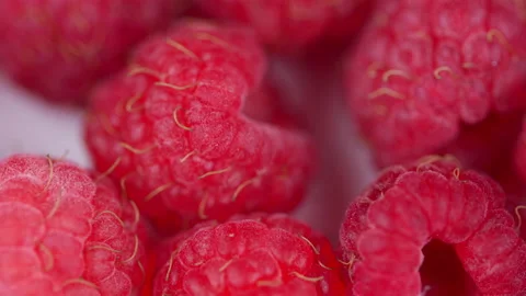 Fresh and juicy raspberry background. Fresh delicious red raspberries. Stock Footage 157497148