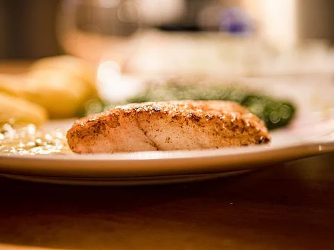 Fresh and savage cooked cod Stock Photos