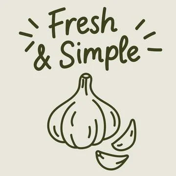 Fresh and Simple Garlic Illustration Stock Illustration