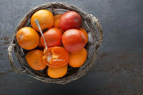 Fresh and sweet Persimmon kaki fruit Stock Photos