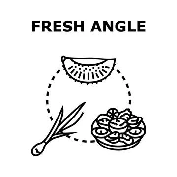 Fresh angle representing seafood and green onion icon Stock Illustration