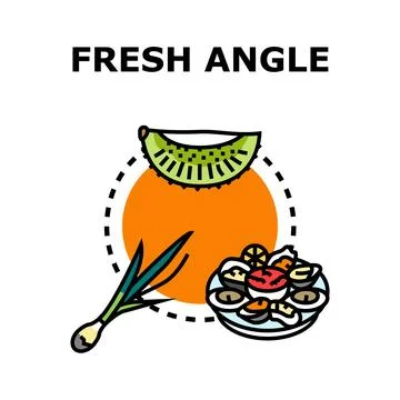 Fresh angle representing seafood and green onion icon Stock Illustration