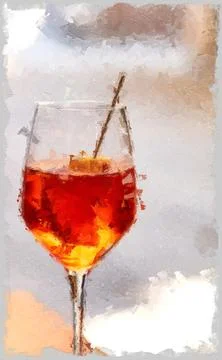 Fresh aperol cocktail Stock Illustration