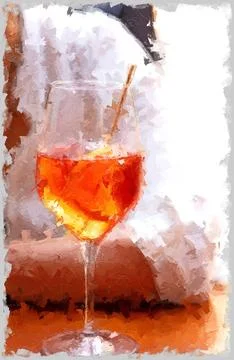 Fresh aperol cocktail on table Stock Illustration