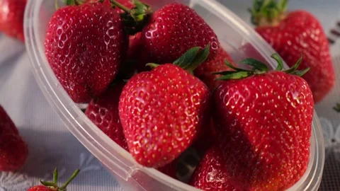 Fresh appetizing strawberries close-up view Stock Footage 195937666