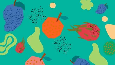 Fresh Apple and Pineapple Summer Background Stock Illustration