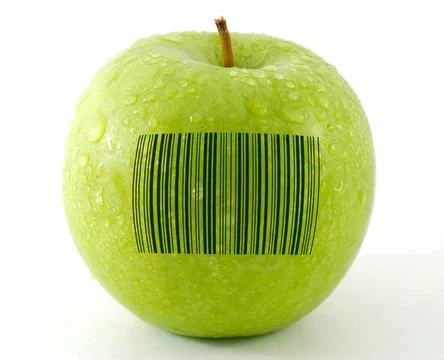 Fresh apple with bar code Fresh apple with bar code Copyright: xZoonar.com... Stock-Fotos