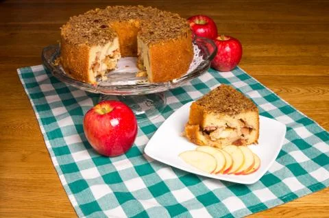Fresh apple cake with red apples Stock Photos