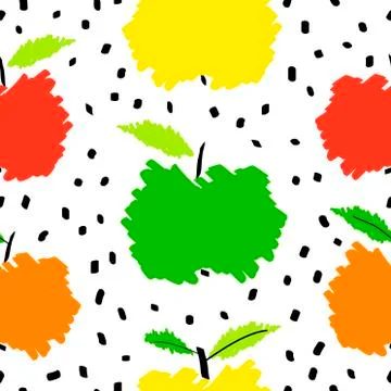 Fresh apple fruit seamless pattern, abstract repeated background. Fruits desi Stock Illustration