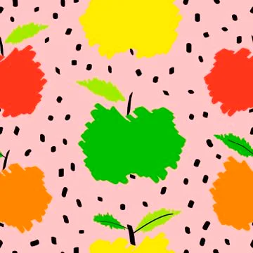 Fresh apple fruit seamless pattern, abstract repeated background. Fruits desi Stock Illustration
