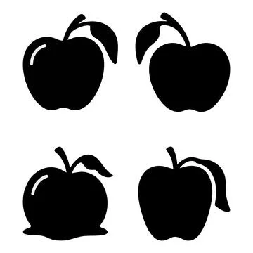 Fresh apple fruit shapes set unique silhouette vector illustration 스톡 일러스트