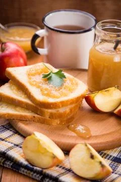 Fresh apple jam Stock Photos