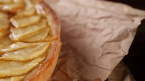Fresh apple pie on paper Stock Footage 136673519