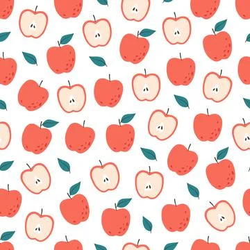 Fresh apples seamless pattern. Healthy and organic food. 库存插图