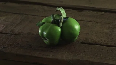 Fresh apples on wooden table Stock Footage 202032142