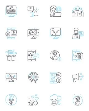 Fresh approaches linear icons set. Innovative, Creative, Novel, Inventive Stock Illustration