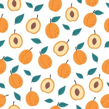 Fresh apricot seamless pattern. Summer fruit. Healthy and organic food Иллюстрация
