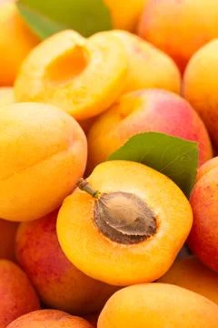 Fresh apricots background. Stock Photos