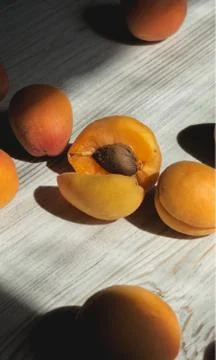 Fresh apricots on a table Stock Photos