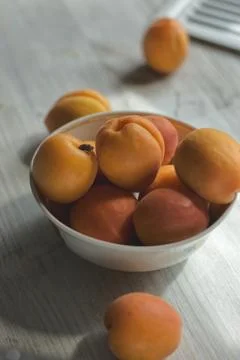 Fresh apricots on a table Stock Photos