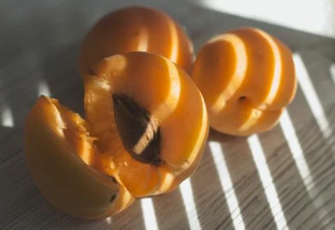 Fresh apricots on a table Stock Photos