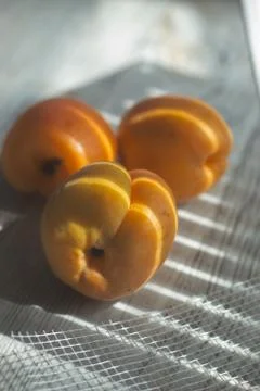 Fresh apricots on a table Stock Photos