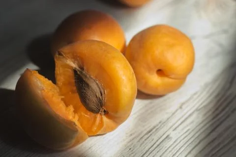 Fresh apricots on a table Stock Photos