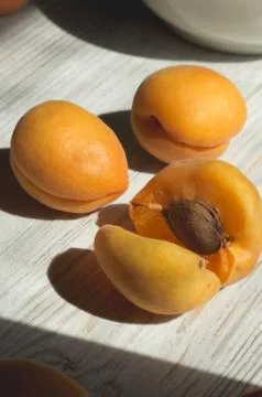 Fresh apricots on a table Stock Photos