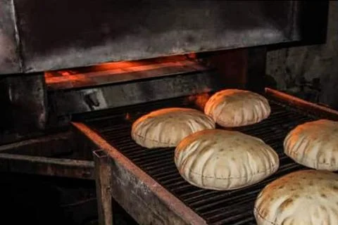 Fresh arabic bread Stock Photos