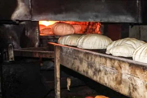 Fresh arabic bread Stock Photos