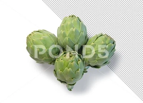 Fresh artichoke, editable background, top view PSD Template
