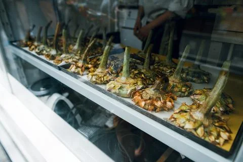 Fresh Artichokes Displayed Stock Photos