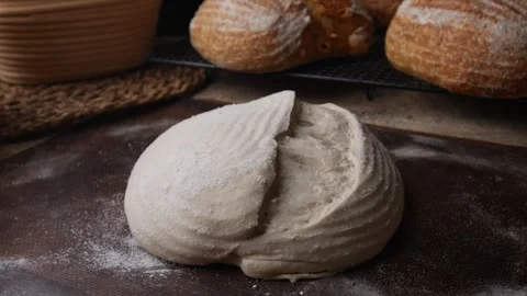 Fresh artisan bread dough ready to bake. Stock Footage 298613578