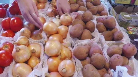 Fresh assorted vegetables at local farmers market. Stock Footage 78585054
