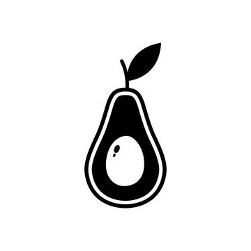 Fresh avocado fruit vector black icon. EPS 10. Tropical fruits illustration Stock Illustration
