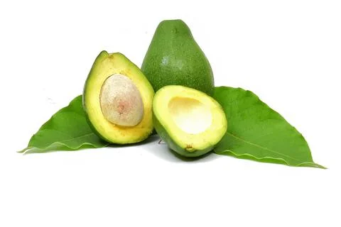 Fresh avocado fruit on white background Stock Photos