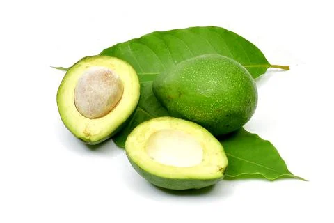 Fresh avocado fruit on white background Stock Photos