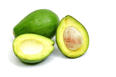 Fresh avocado fruit on white background Stock Photos