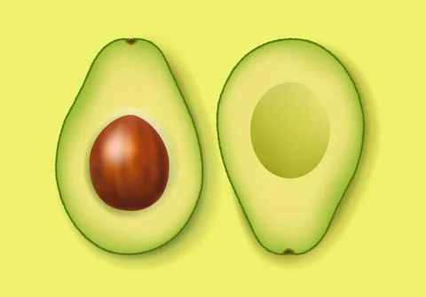 Fresh Avocado With Green Background Stock Illustration