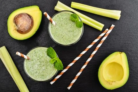 Fresh avocado smoothie Stock Photos
