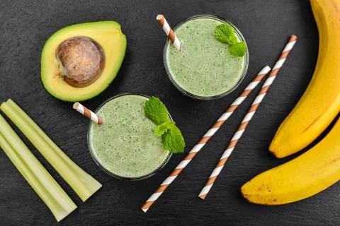 Fresh avocado smoothie Stock Photos
