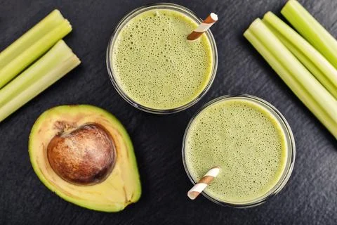 Fresh avocado smoothie Stock Photos