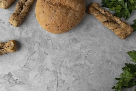 Fresh backed bread with herbs Stock Photos