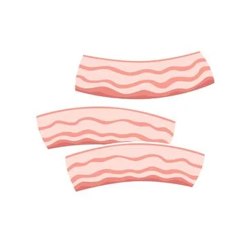 Fresh bacon slices. Flat vector illustration isolated on white background. Stock Illustration