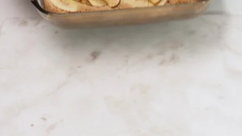 Fresh baked Apple pie close up in a baking form.  Video stock 129196977