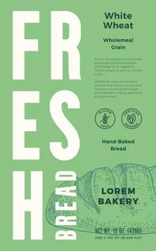 Fresh Baked Bread Abstract Vector Packaging Design Label. Modern Typography Stock Illustration