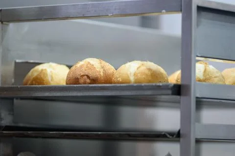 Fresh baked bread buns Foto stock