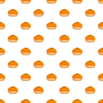 Fresh baked bread buns repeating pattern background Illustrazione stock